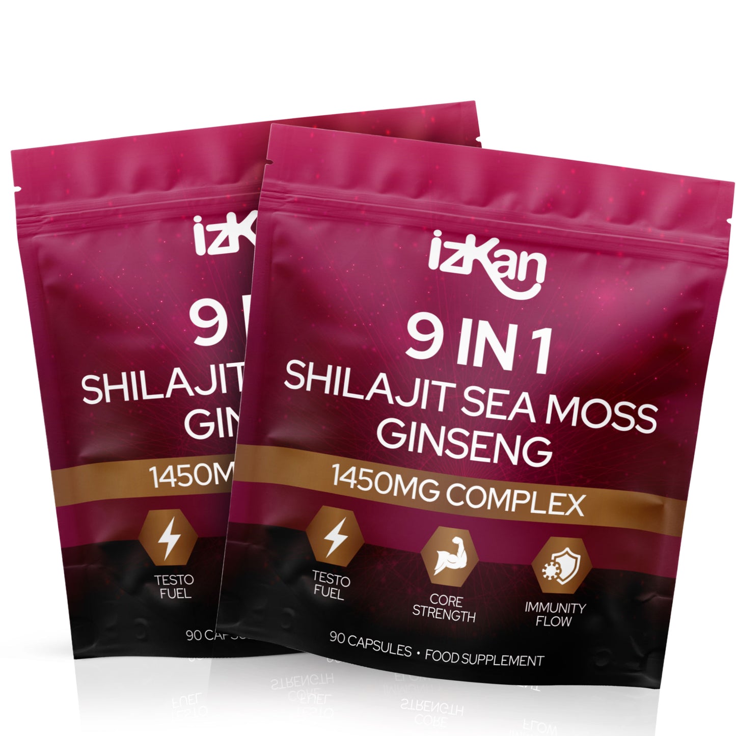 Shilajit Sea Moss Ginseng Capsules 1450mg – 9 in 1 Complex with Ashwagandha, Cordyceps, Zinc & Magnesium – Natural Energy, Immunity, Focus & Testosterone Support – 90 Capsules (1)
