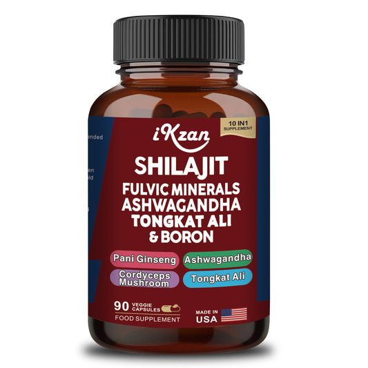 Pure Shilajit Himalayan 10,000mg, Ashwagandha 2000MG, Turmeric 25mg, Black Pepper 5mg, Magnesium 50mg, Zinc 11mg.