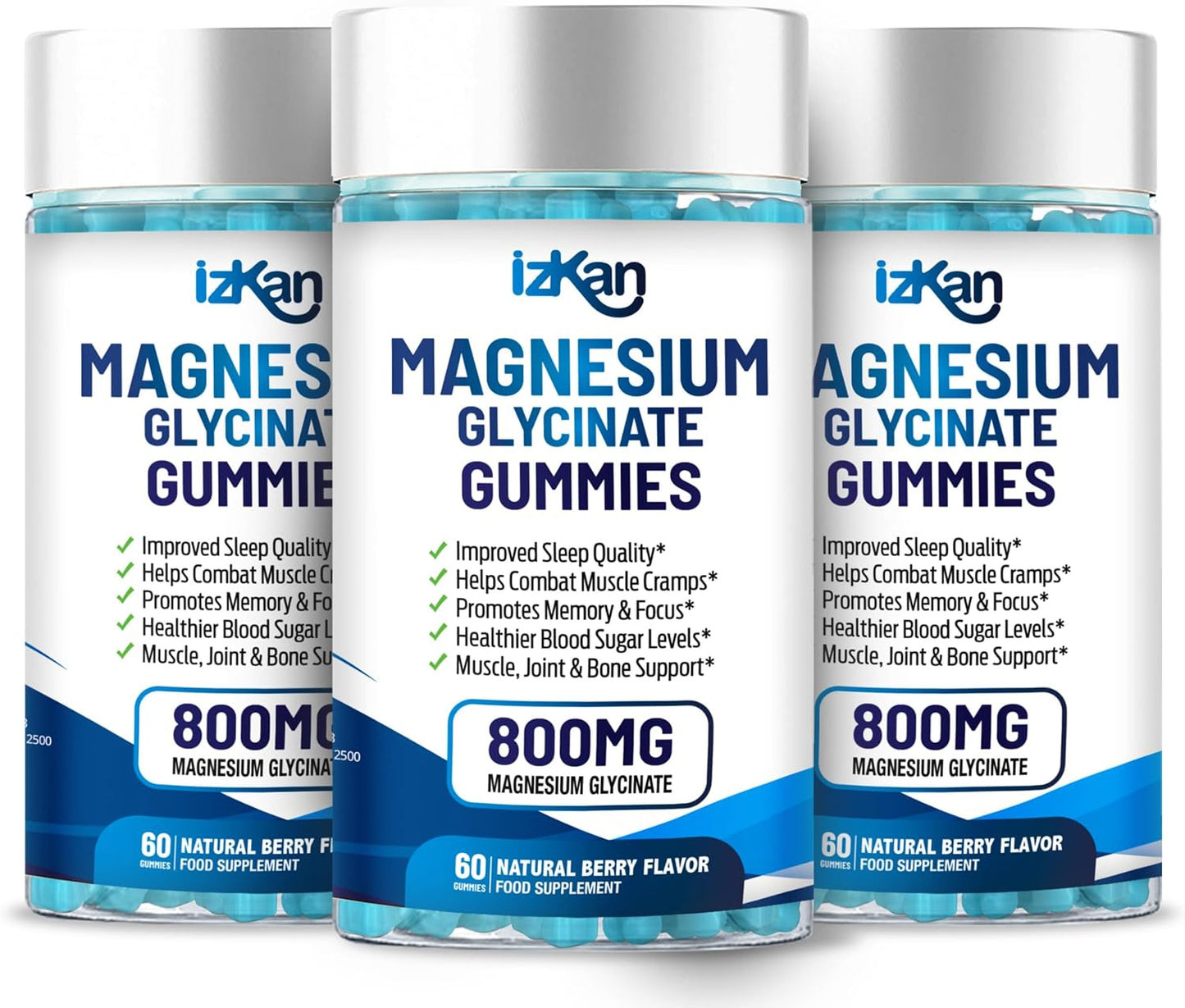 Magnesium Glycinate 1600mg with Calcium, Potassium, Vitamin D & CoQ10 – High Absorption Magnesium Supplement for Sleep, Muscle, Nerve & Mood Support – 60 Gummies