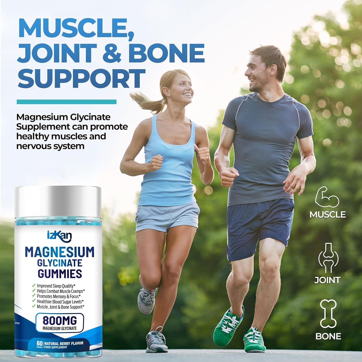 Magnesium Glycinate 1600mg with Calcium, Potassium, Vitamin D & CoQ10 – High Absorption Magnesium Supplement for Sleep, Muscle, Nerve & Mood Support – 60 Gummies