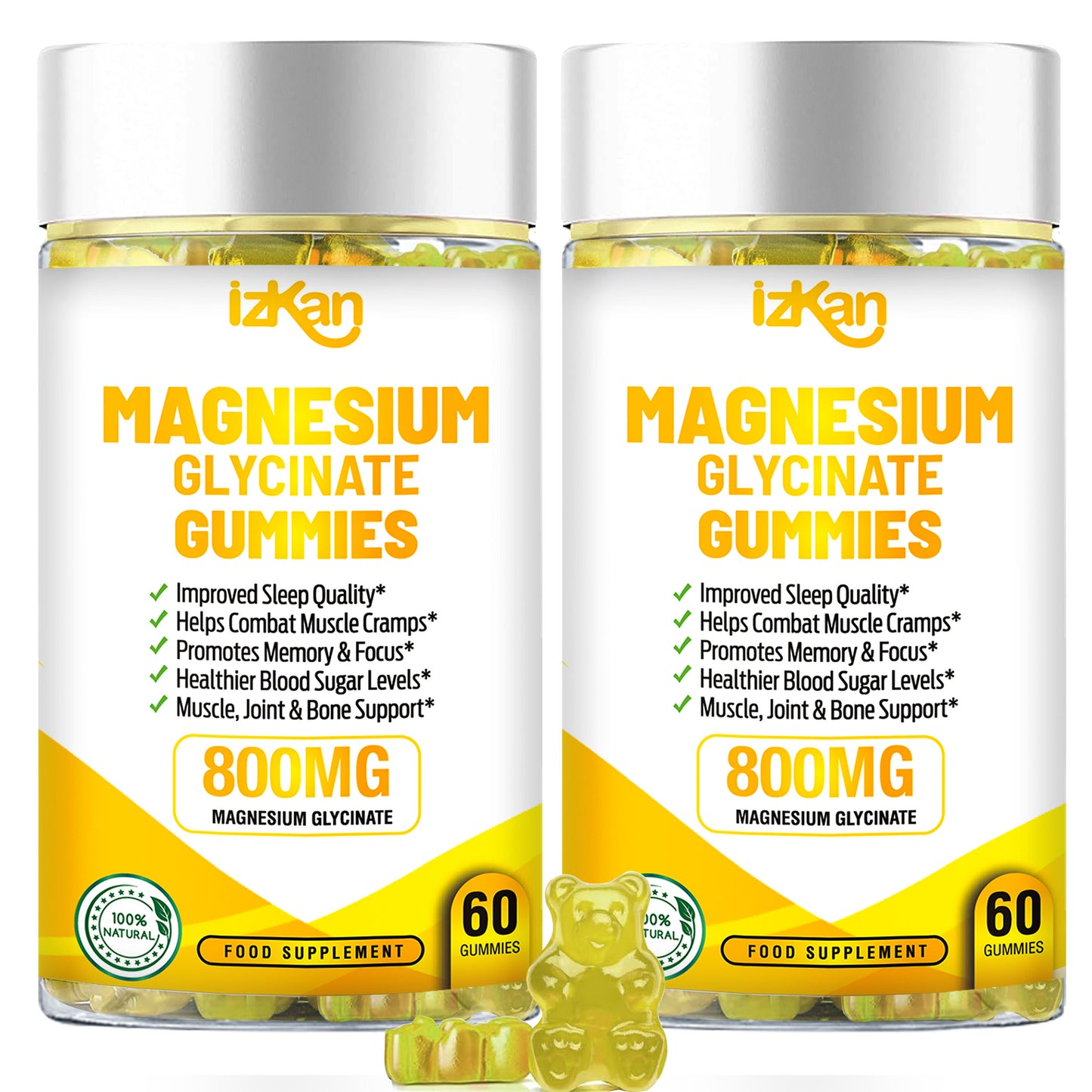 Magnesium Glycinate Gummies - 60 Sugar Free Gummies Pineapple Flavor