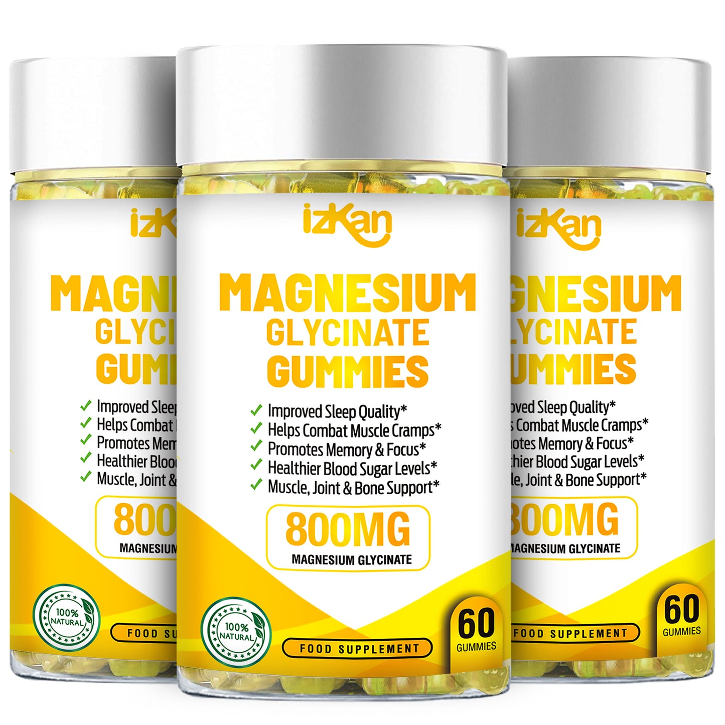 Magnesium Glycinate Gummies - 60 Sugar Free Gummies Pineapple Flavor