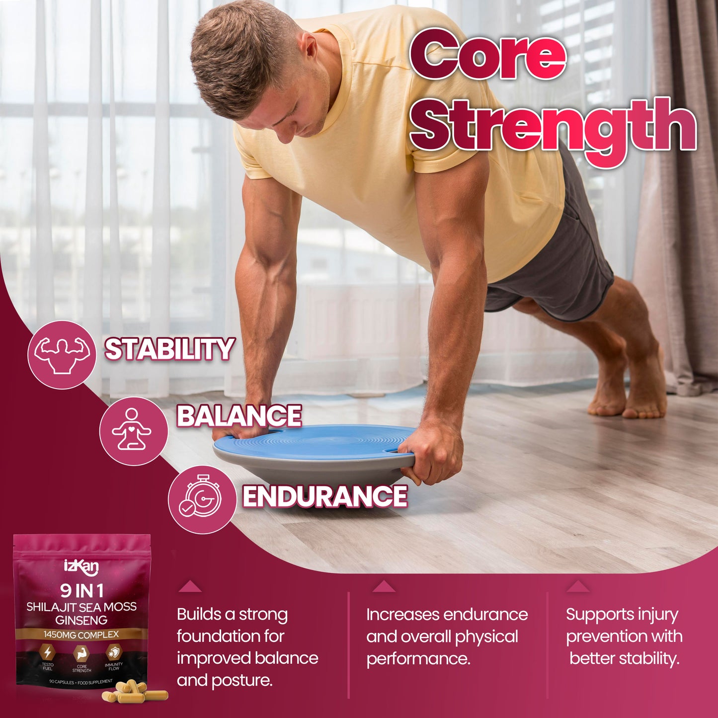 Shilajit Sea Moss Ginseng Capsules 1450mg – 9 in 1 Complex with Ashwagandha, Cordyceps, Zinc & Magnesium – Natural Energy, Immunity, Focus & Testosterone Support – 90 Capsules (1)